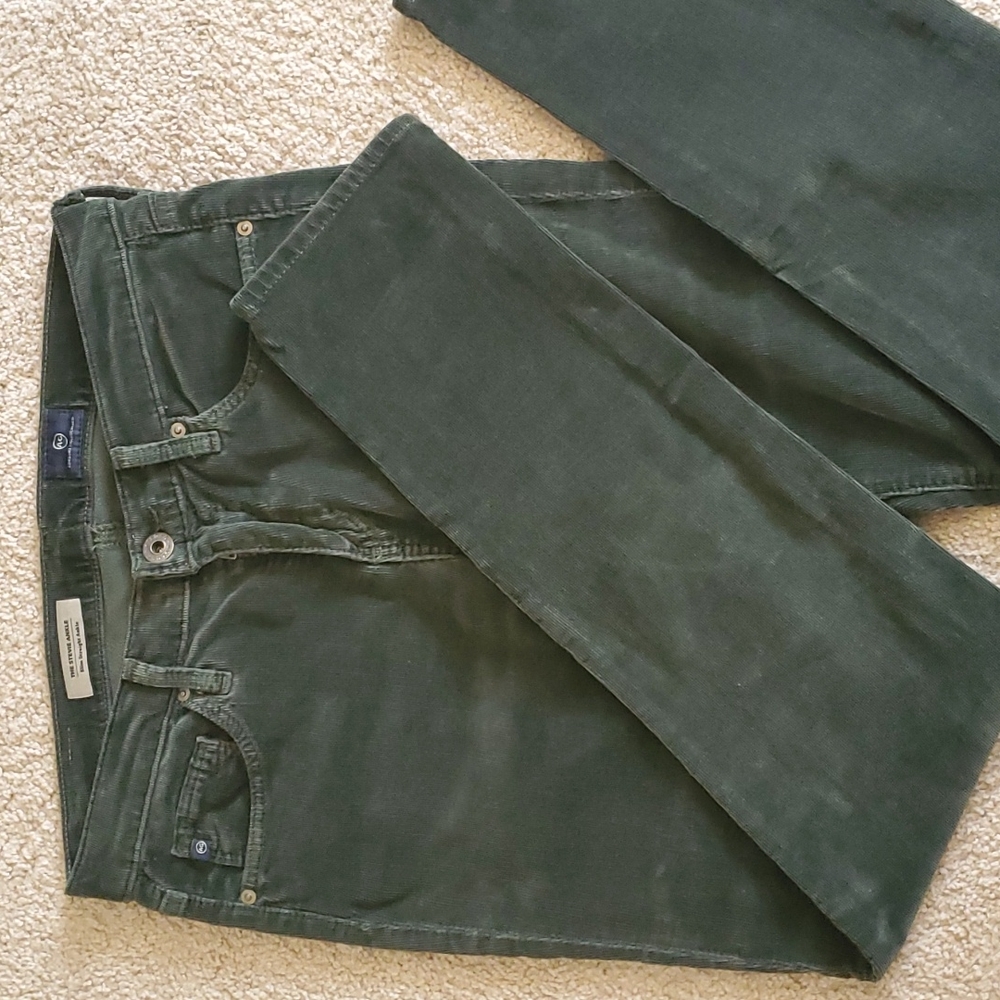 Anthropologie Adriano Goldschmied Dark Green Corduroy Ankle Pants 26R